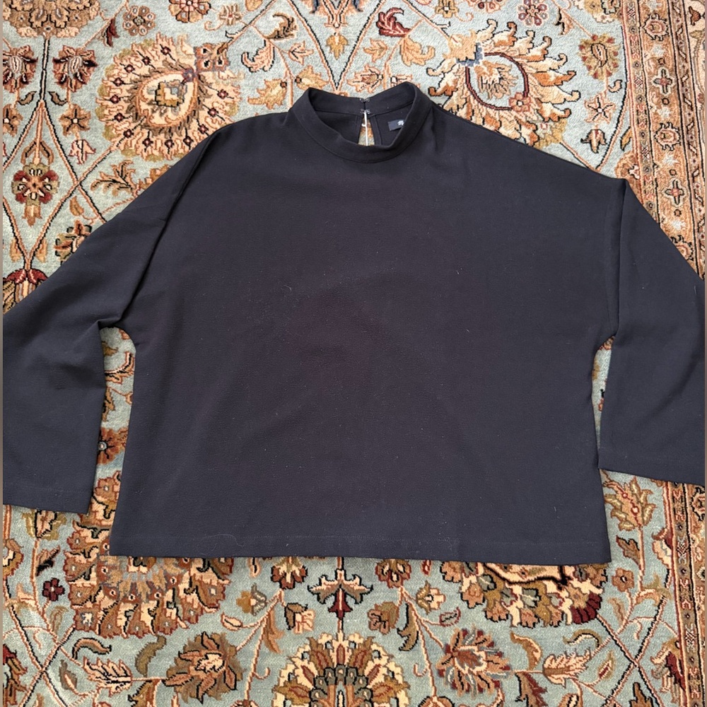 Madewell Black Crepe Mock Neck Blouse